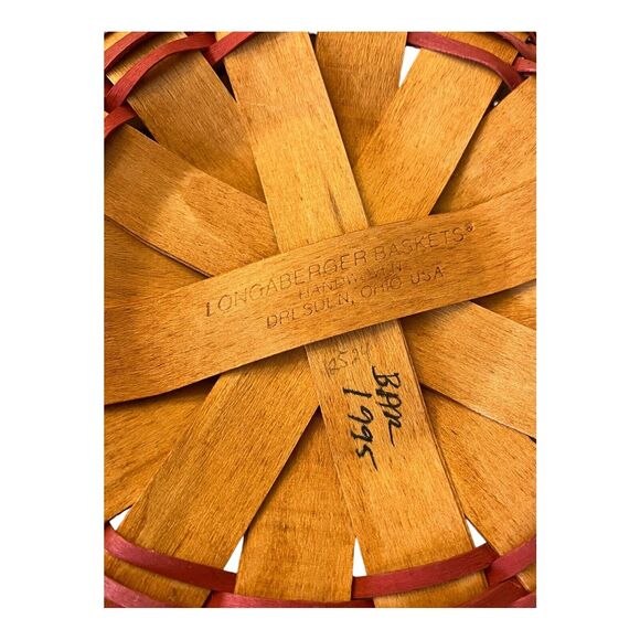 Longaberger Mothers Day Basket Of Love Cloth Liner, Protector 8" Leather Handle - Picture 4 of 7